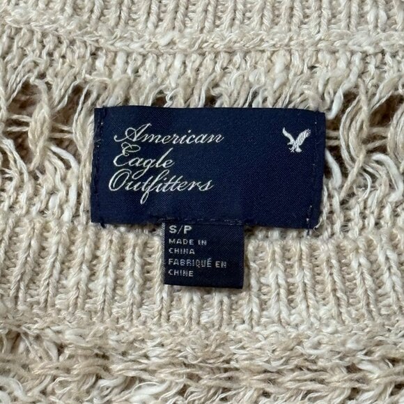 American Eagle Outfitters Crochet Woven Tassel Fringe Boho Top Oatmeal S - Picture 6 of 9